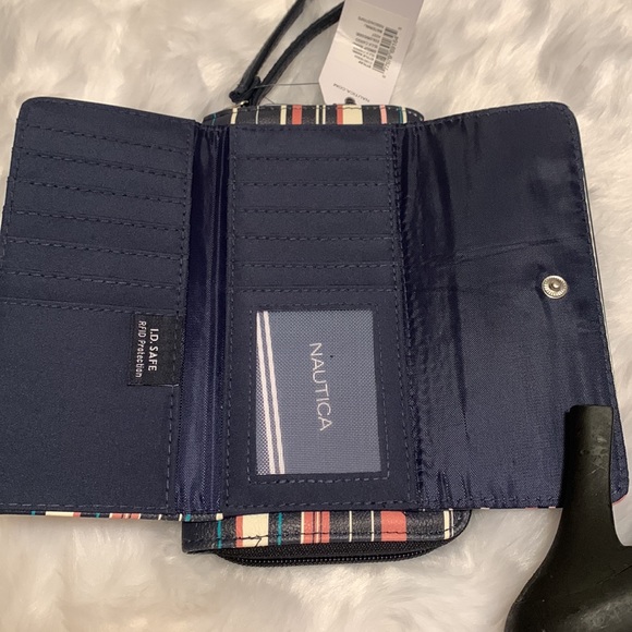 NAUTICA Brown ribbon stripe Money Manager clutch wallet like new (162) - Picture 5 of 13